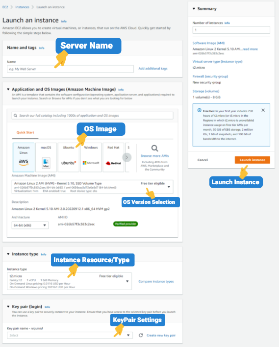 AWS Launch Instance Screen