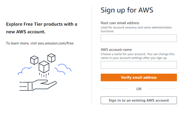 AWS Signup Step 1
