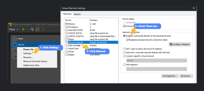 Set Virtual Machine To Bridge Network